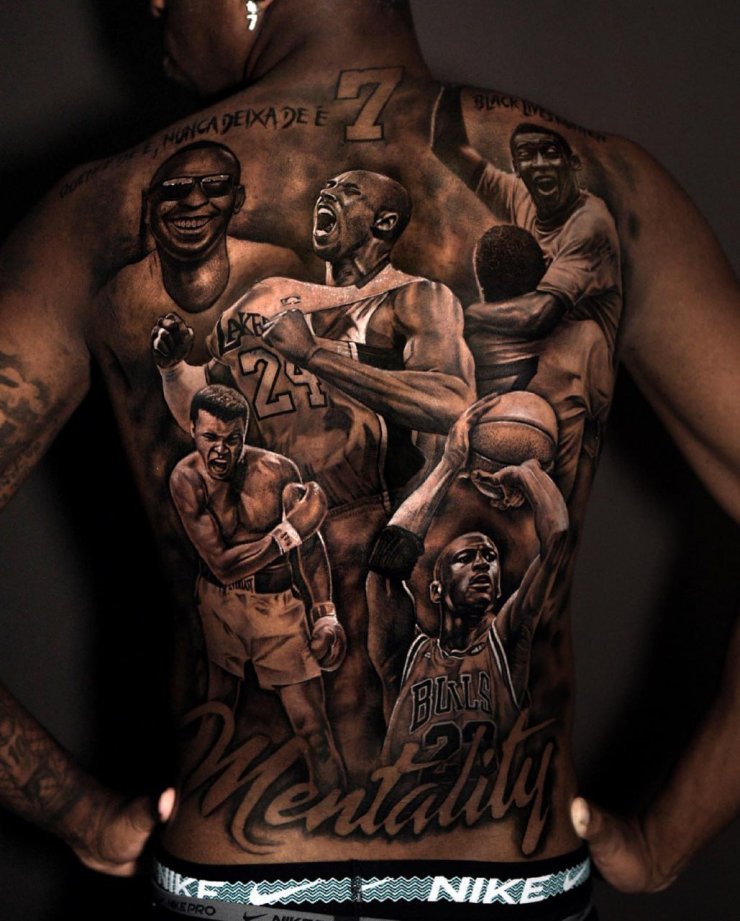 Винисиус сделал татуировку на всю спину с изображением звёзд спорта